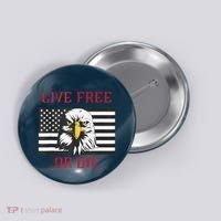 Live Free Or Die Bald Eagle American Flag Button thumb 0