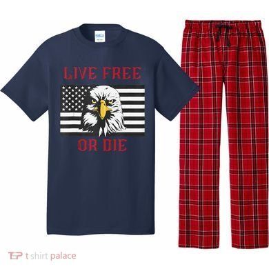 Live Free Or Die Bald Eagle American Flag Pajama Set