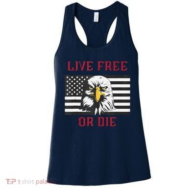 Live Free Or Die Bald Eagle American Flag Women's Tank Top