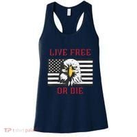 Live Free Or Die Bald Eagle American Flag Women's Tank Top thumb 0