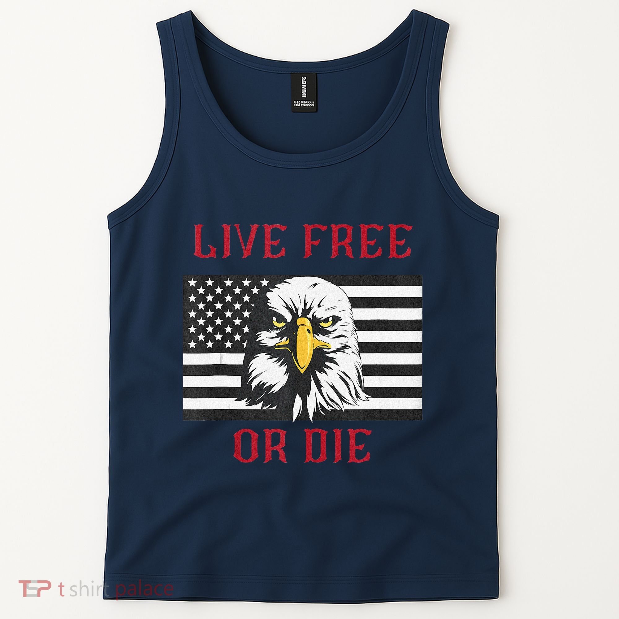 Live Free Or Die Bald Eagle American Flag Tank Top