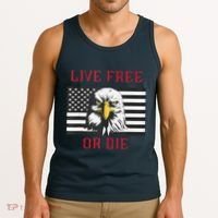 Live Free Or Die Bald Eagle American Flag Tank Top thumb 3