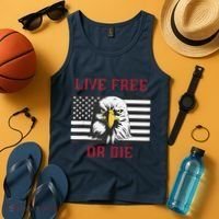 Live Free Or Die Bald Eagle American Flag Tank Top thumb 4