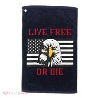 Live Free Or Die Bald Eagle American Flag Golf Towel thumb 0