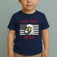 Live Free Or Die Bald Eagle American Flag Toddler T-Shirt thumb 2