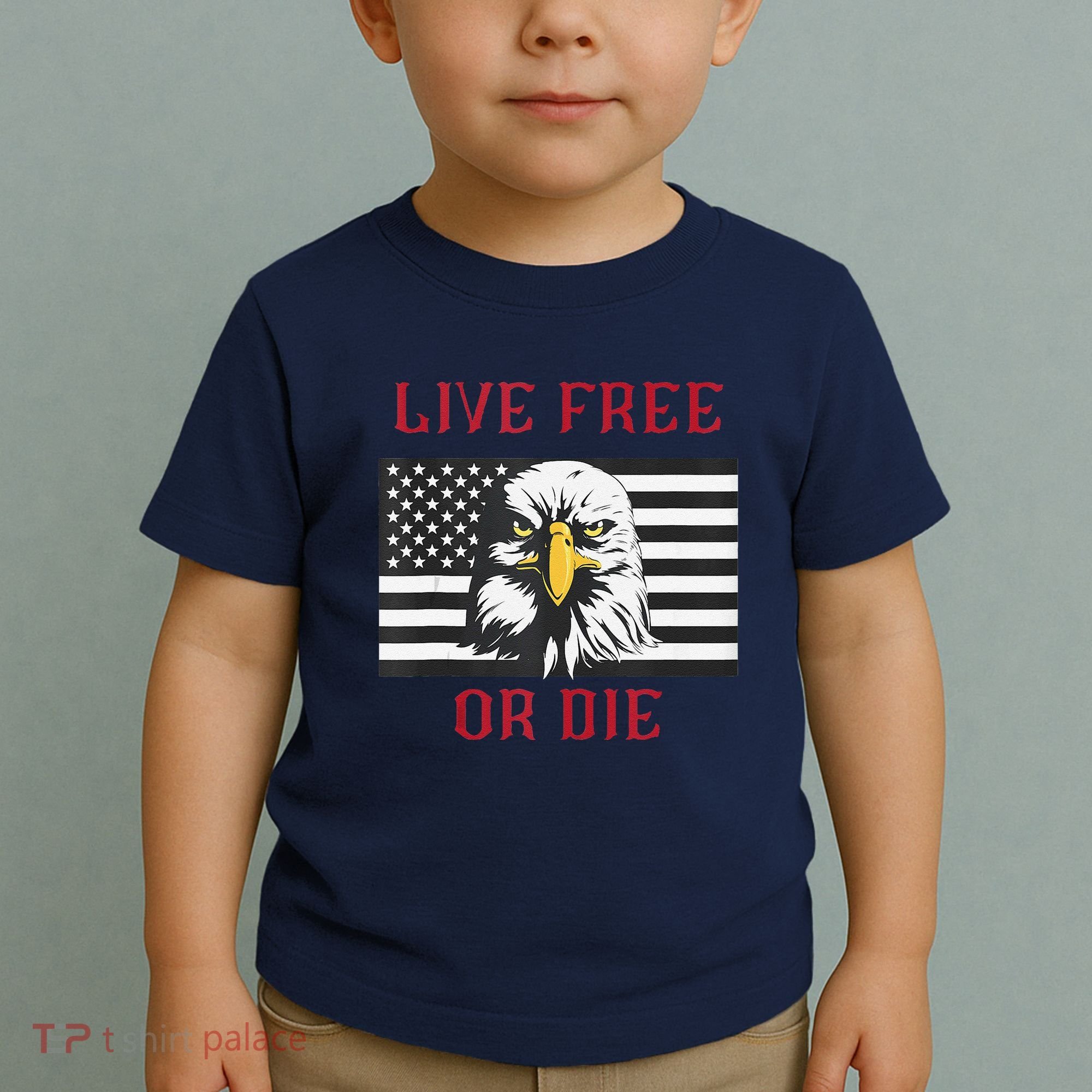 Live Free Or Die Bald Eagle American Flag Toddler T-Shirt