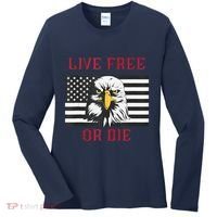 Live Free Or Die Bald Eagle American Flag Women's Long Sleeve Shirt thumb 0