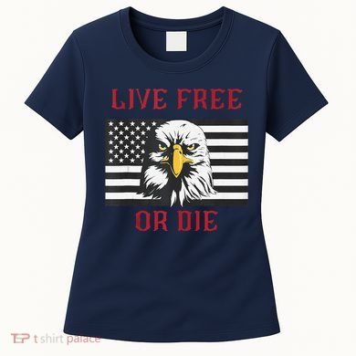 Live Free Or Die Bald Eagle American Flag Women's T-Shirt