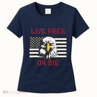 Live Free Or Die Bald Eagle American Flag Women's T-Shirt thumb 0