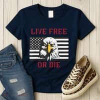 Live Free Or Die Bald Eagle American Flag Women's T-Shirt thumb 3