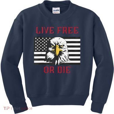 Live Free Or Die Bald Eagle American Flag Kids Sweatshirt