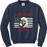 Live Free Or Die Bald Eagle American Flag Kids Sweatshirt thumb 0