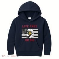 Live Free Or Die Bald Eagle American Flag Kids Hoodie thumb 0