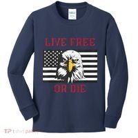 Live Free Or Die Bald Eagle American Flag Kids Long Sleeve Shirt thumb 0