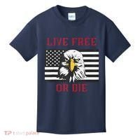 Live Free Or Die Bald Eagle American Flag Kids T-Shirt thumb 0