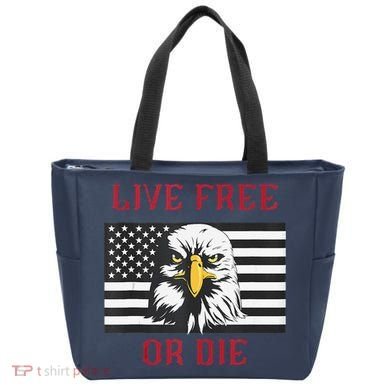 Live Free Or Die Bald Eagle American Flag Tote Bag