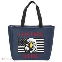 Live Free Or Die Bald Eagle American Flag Tote Bag thumb 0