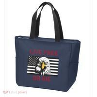 Live Free Or Die Bald Eagle American Flag Tote Bag thumb 3