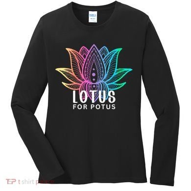 Lotus For Potus Kamala Harris Support Design Election 2024 Women's Long Sleeve Shirt