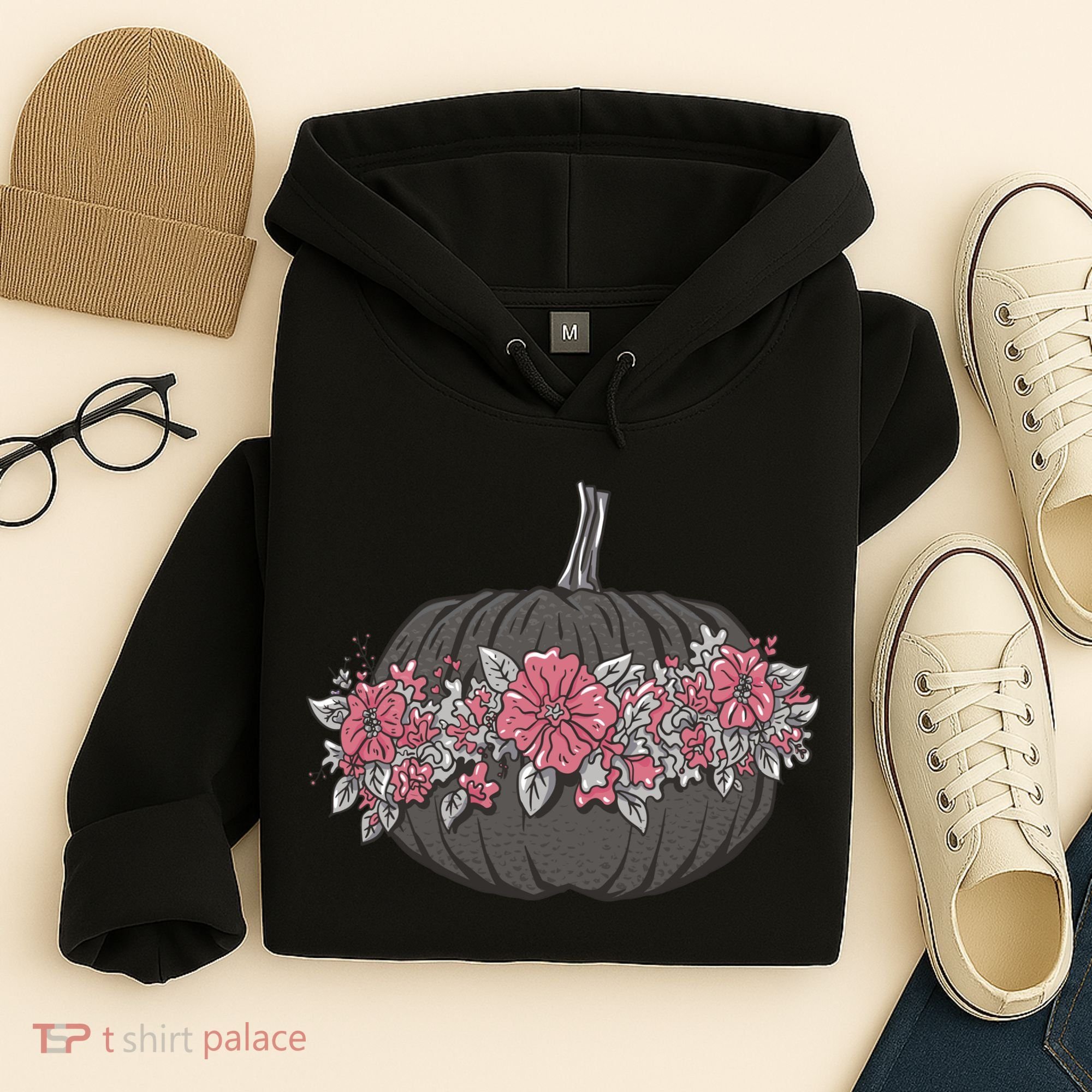 Lovely Flowered Pumpkin Hoodie
