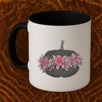 Lovely Flowered Pumpkin Coffee Mug thumb 2