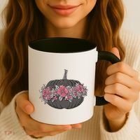 Lovely Flowered Pumpkin Coffee Mug thumb 3