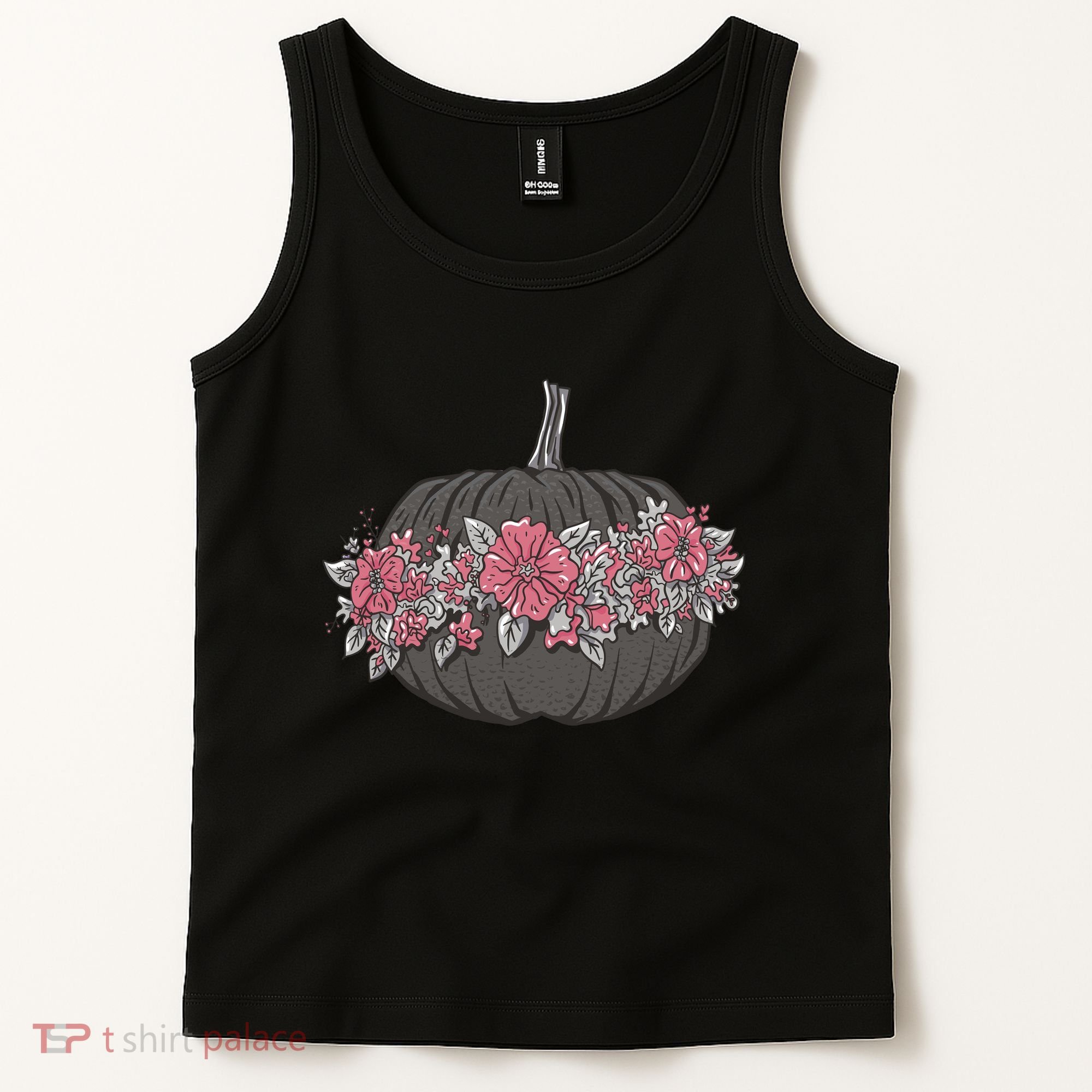 Lovely Flowered Pumpkin Tank Top