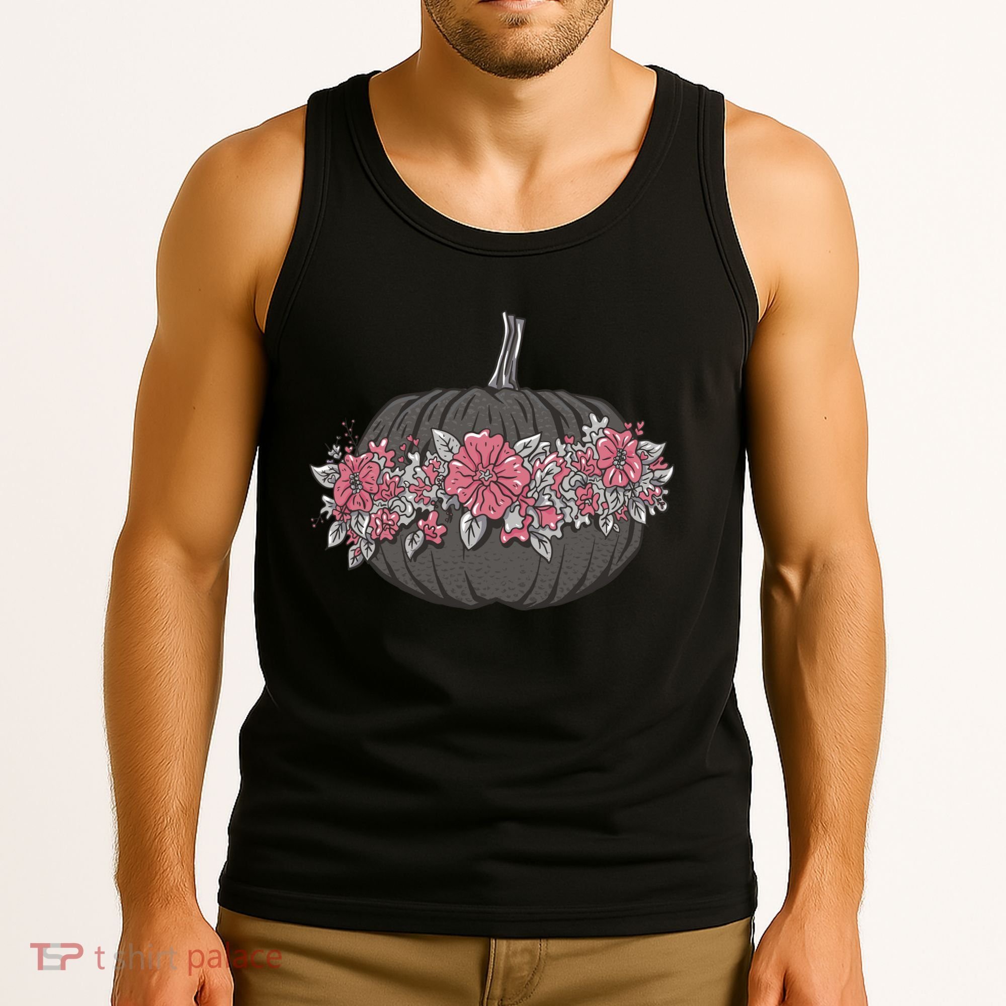 Lovely Flowered Pumpkin Tank Top