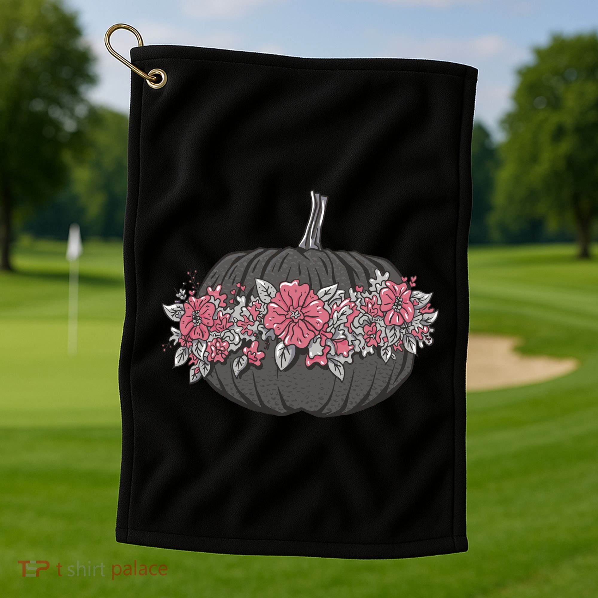 Lovely Flowered Pumpkin Golf Towel