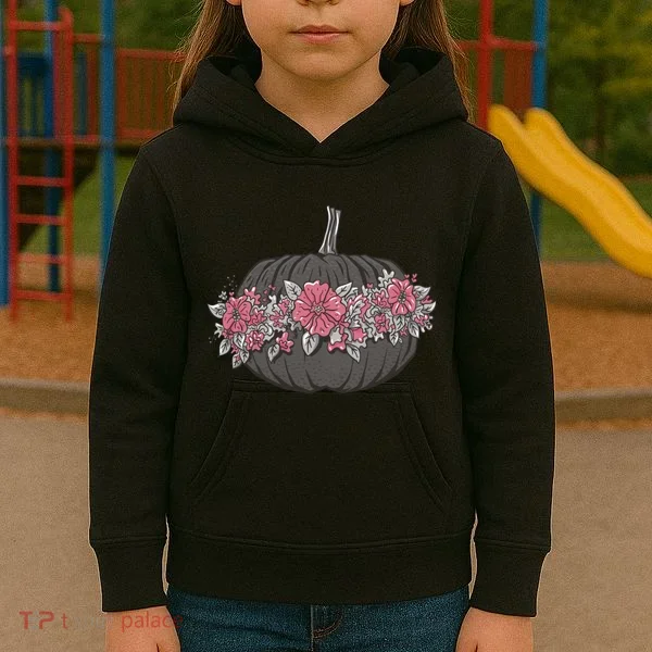 Lovely Flowered Pumpkin Kids Hoodie