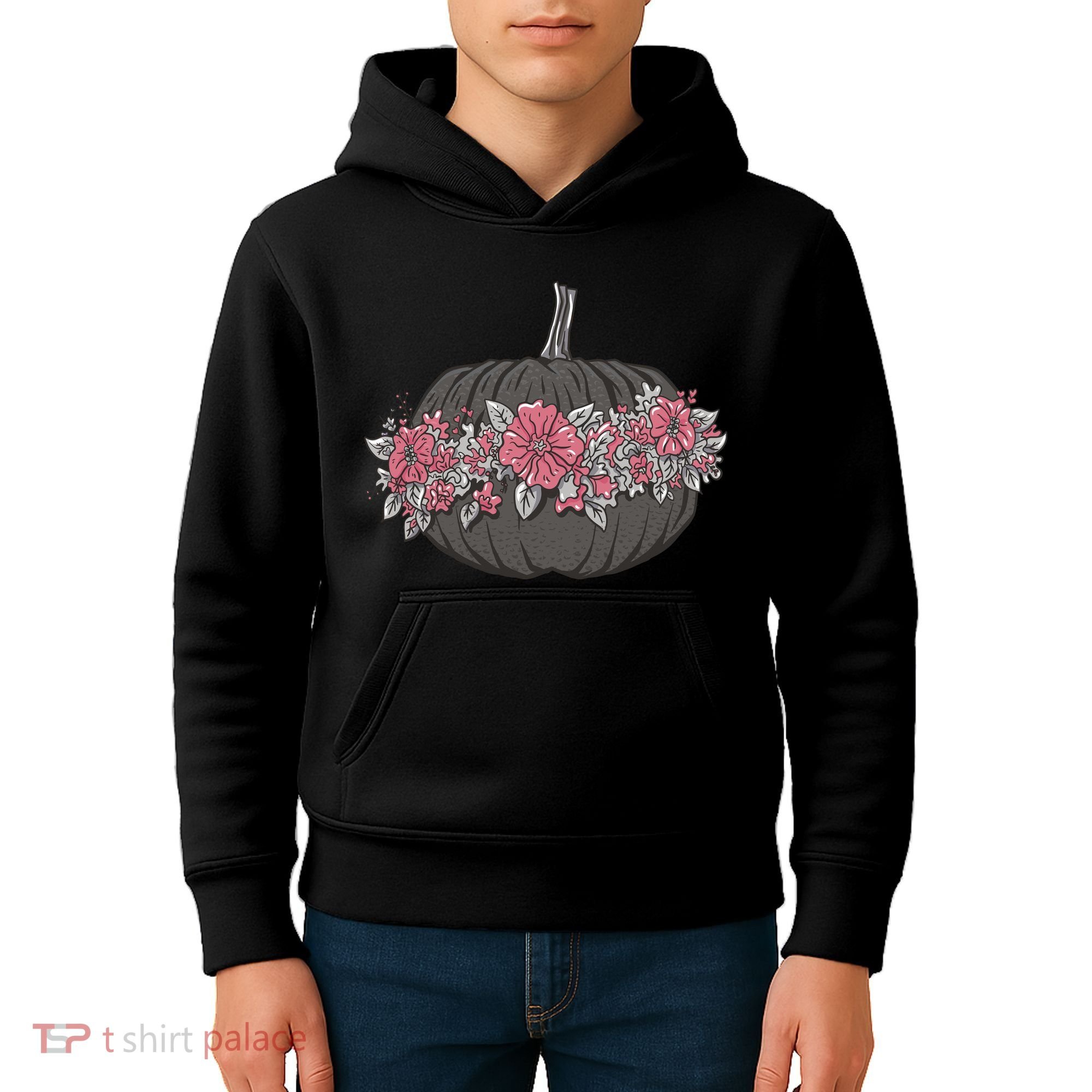 Lovely Flowered Pumpkin Kids Hoodie