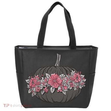 Lovely Flowered Pumpkin Tote Bag