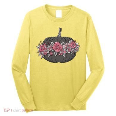 Lovely Flowered Pumpkin Long Sleeve Shirt