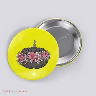 Lovely Flowered Pumpkin Button