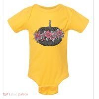 Lovely Flowered Pumpkin Baby Bodysuit thumb 0