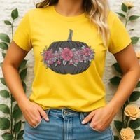 Lovely Flowered Pumpkin Women's T-Shirt thumb 2