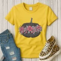 Lovely Flowered Pumpkin Women's T-Shirt thumb 3