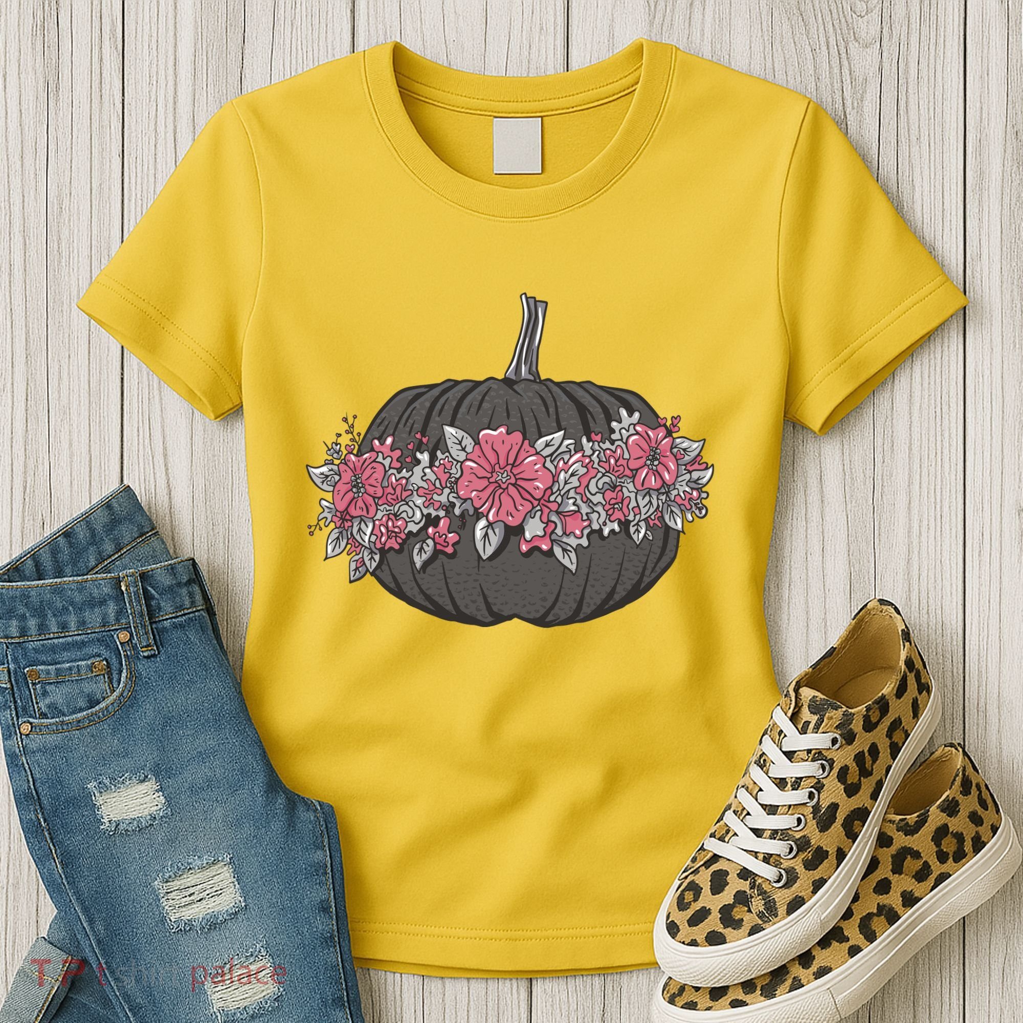 Lovely Flowered Pumpkin Women's T-Shirt