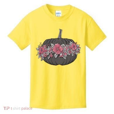 Lovely Flowered Pumpkin Kids T-Shirt