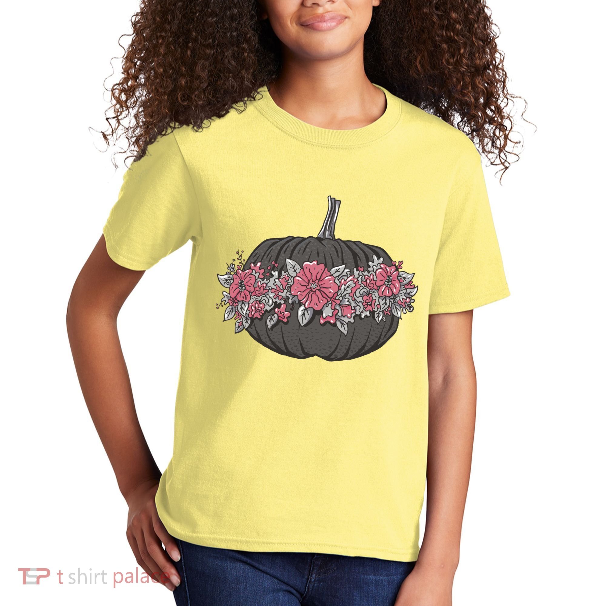 Lovely Flowered Pumpkin Kids T-Shirt