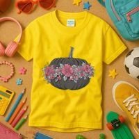 Lovely Flowered Pumpkin Kids T-Shirt thumb 3