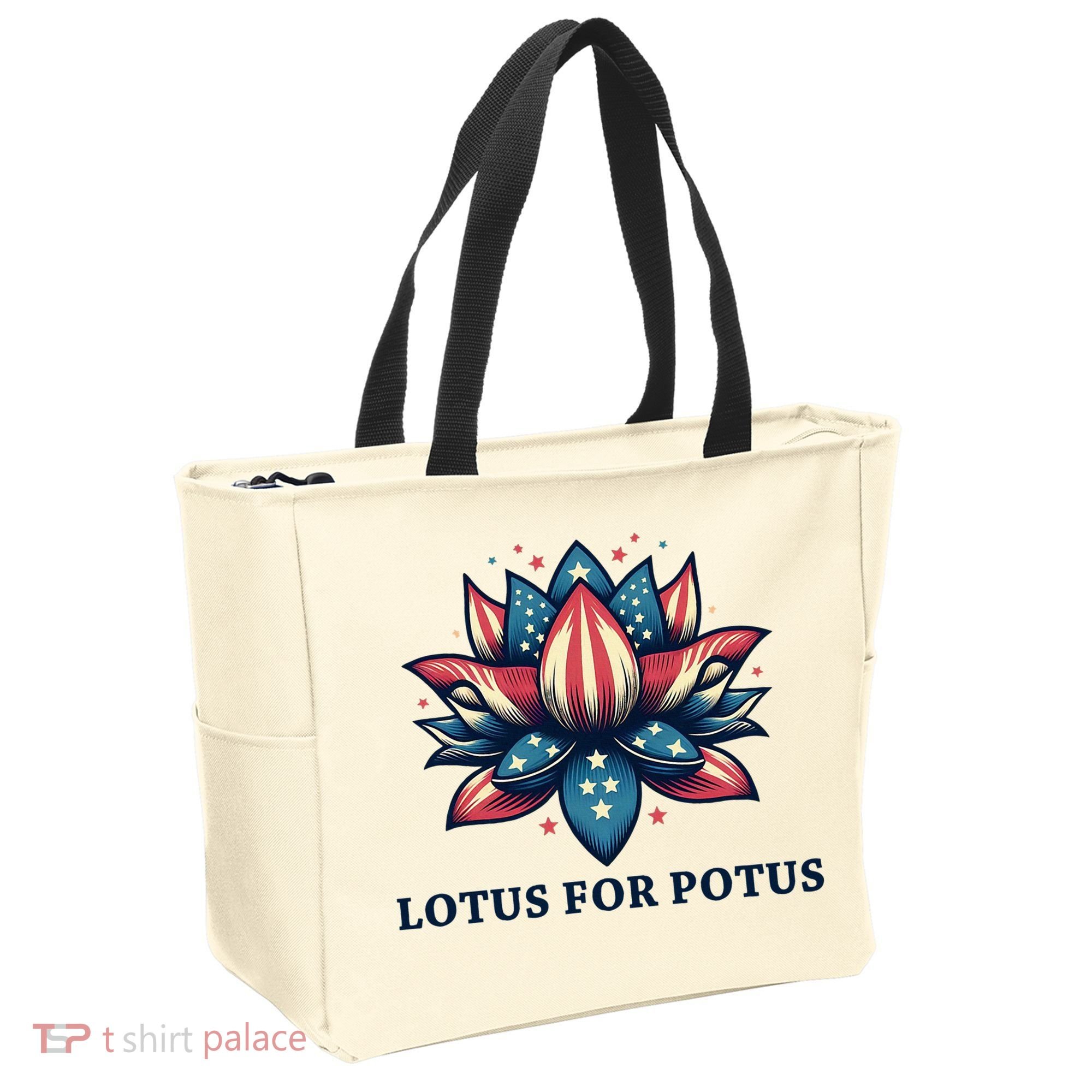 Lotus For Potus Usa Election Red White And Blue Tote Bag
