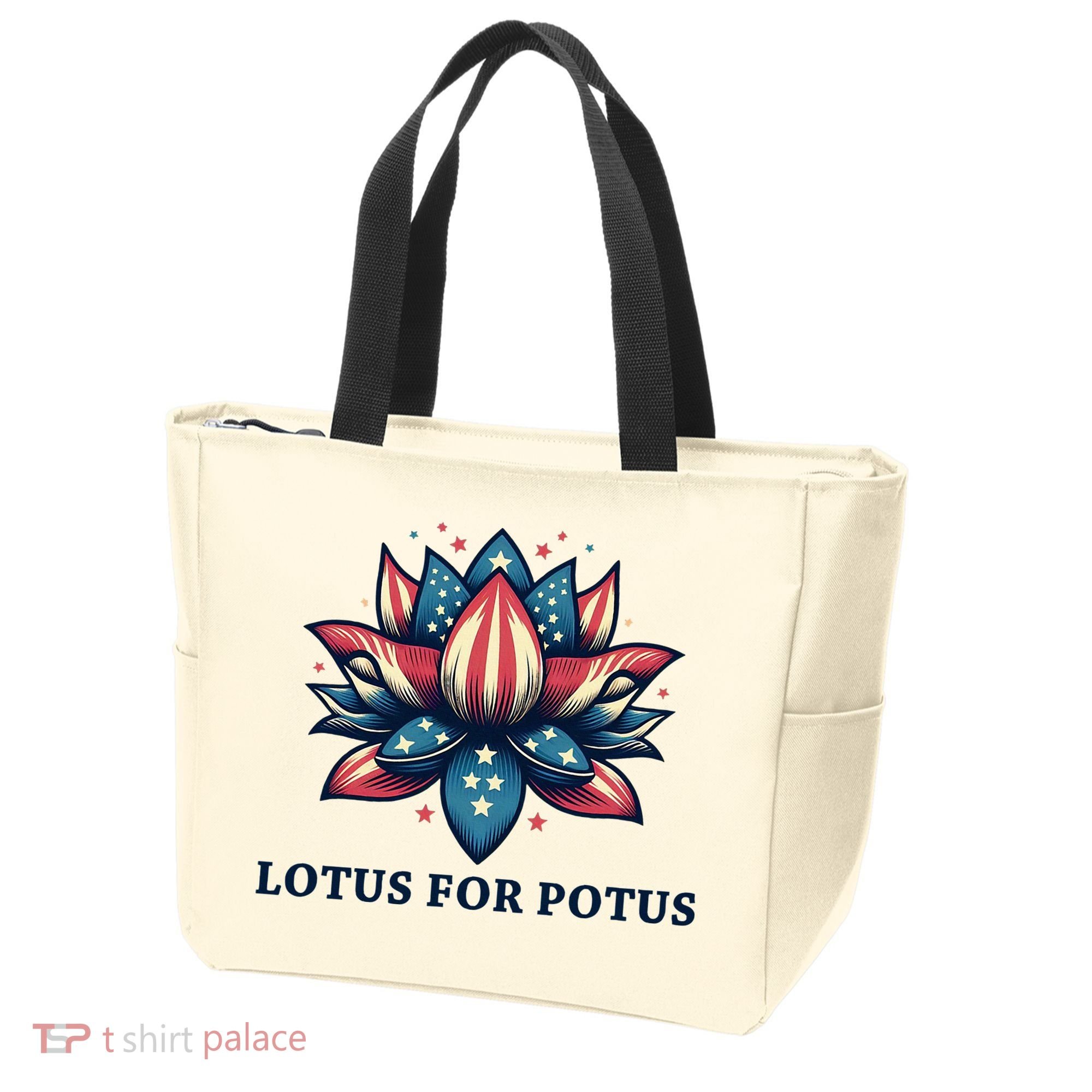 Lotus For Potus Usa Election Red White And Blue Tote Bag