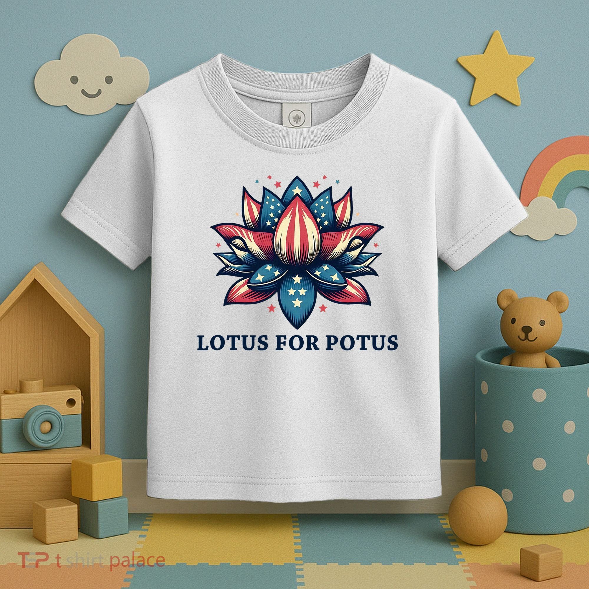 Lotus For Potus Usa Election Red White And Blue Toddler T-Shirt