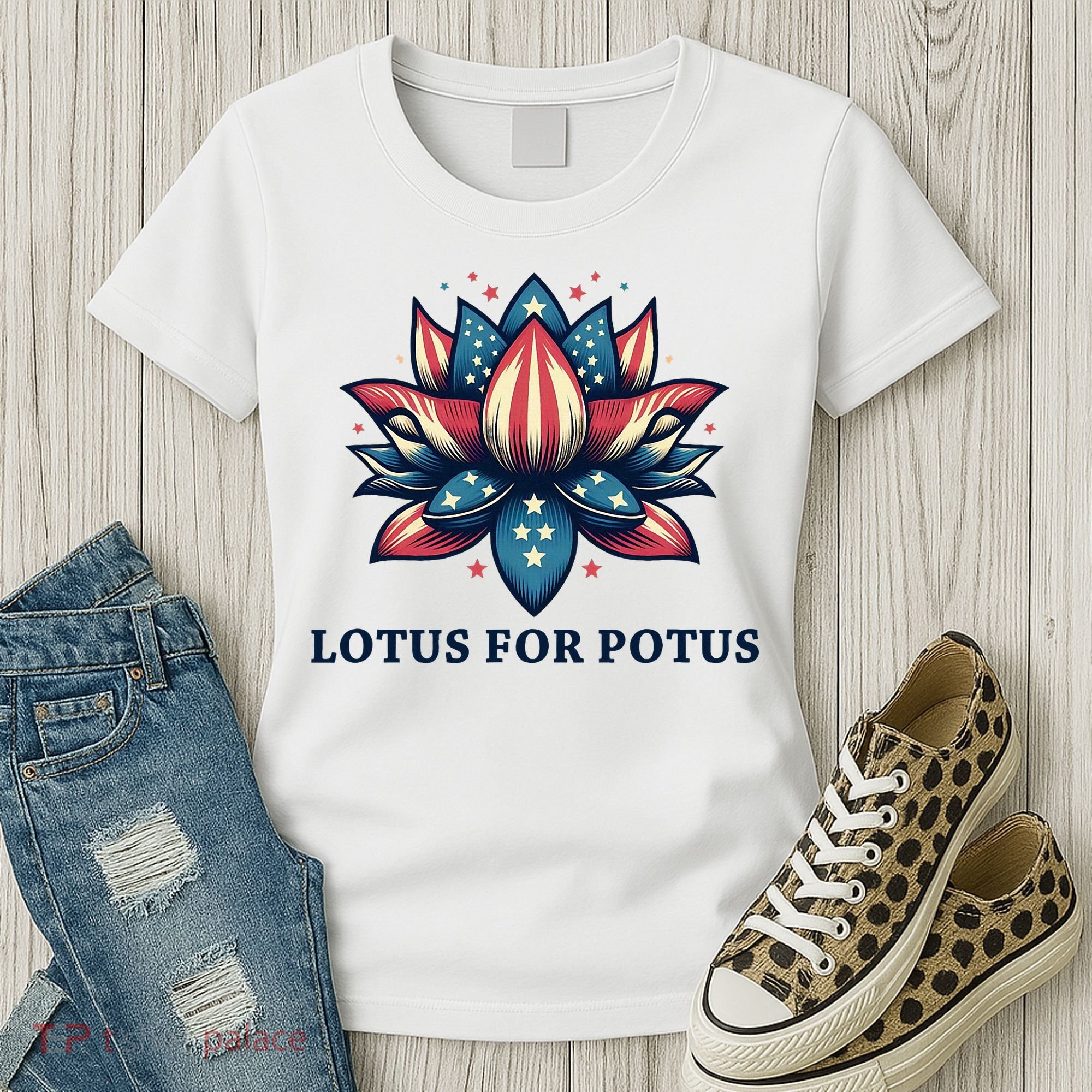 Lotus For Potus Usa Election Red White And Blue Women's T-Shirt
