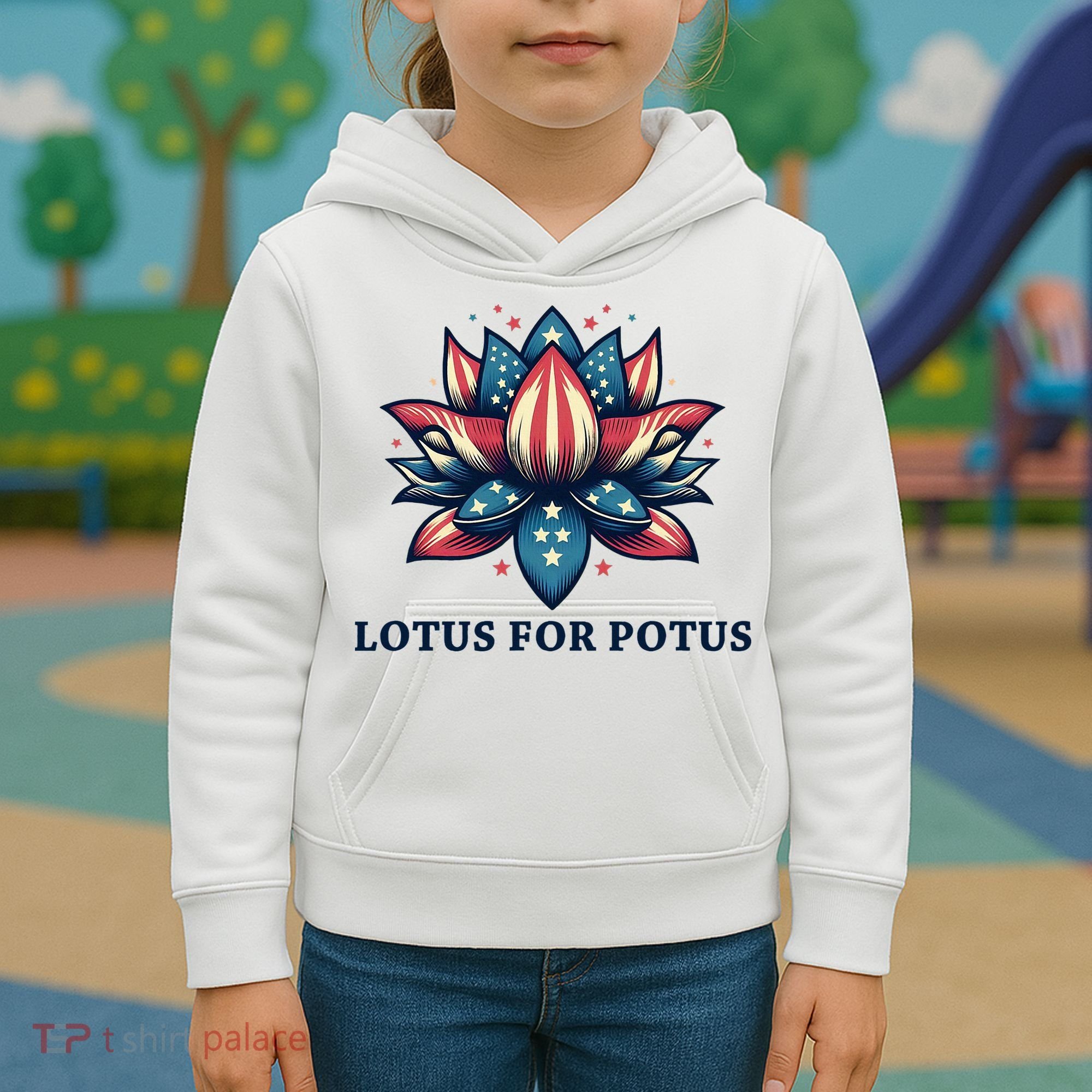 Lotus For Potus Usa Election Red White And Blue Kids Hoodie