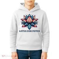 Lotus For Potus Usa Election Red White And Blue Kids Hoodie thumb 4