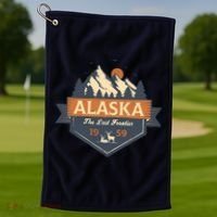 Last Frontier Retro Alaska Golf Towel thumb 1