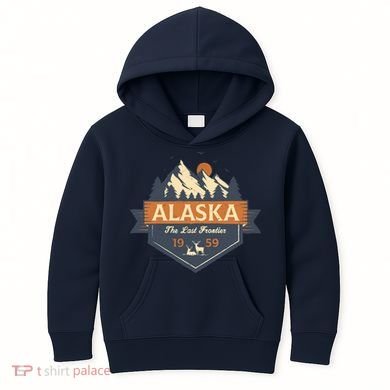Last Frontier Retro Alaska Kids Hoodie