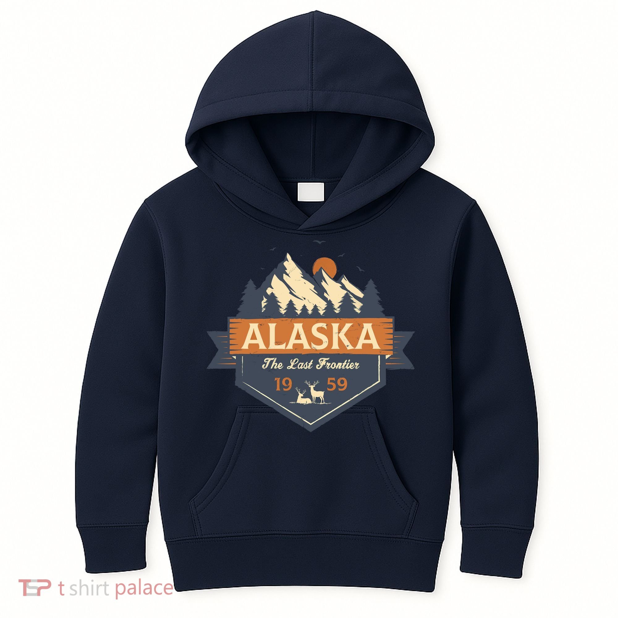 Last Frontier Retro Alaska Kids Hoodie